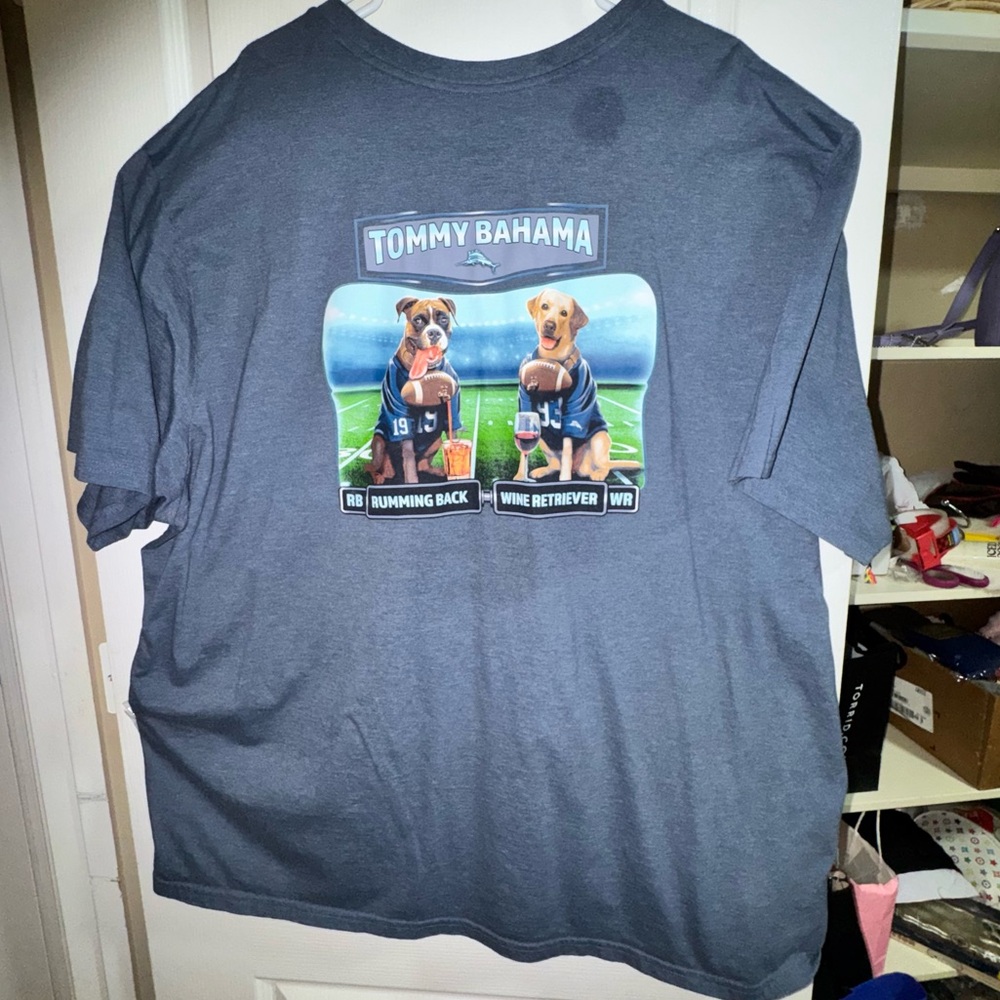 Tommy Bahama Short-Sleeve Pocket Tee men’s size 4xl Rumming Back Wine Retriever - Picture 8 of 8
